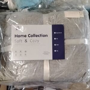 Queen Chienille Home Collection Soft & Cozy Cream Throw Blanket 2305-GY-Q